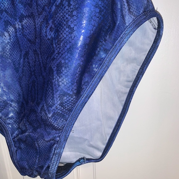 Vintage Shiny Blue Snakeskin Bathing Suit - Picture 4 of 11